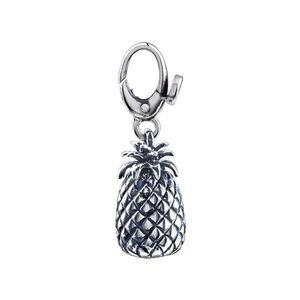 Sterling Silver Antiqued 3D Pineapple Clip-On Charm
